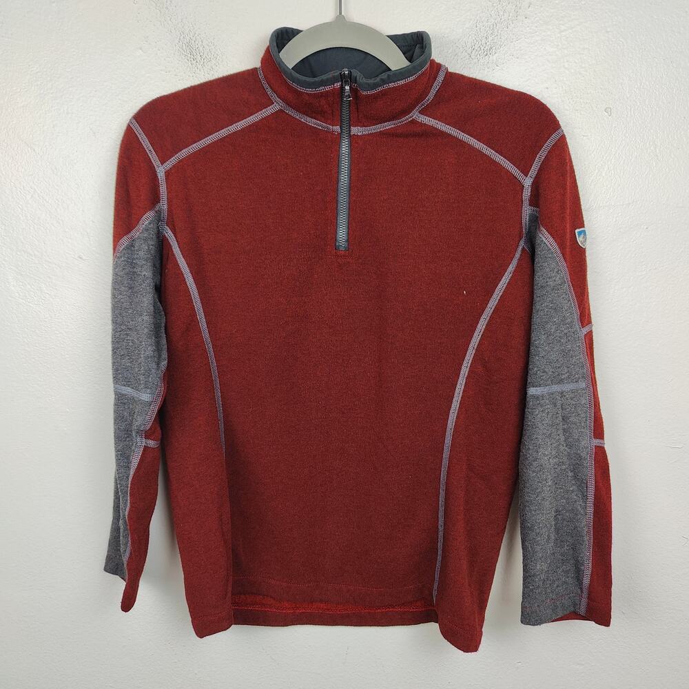 Kuhl Kashmira 1/4 Zip Fleece Sweater Boys Medium 10-12‎ Red Outdoors Jacket